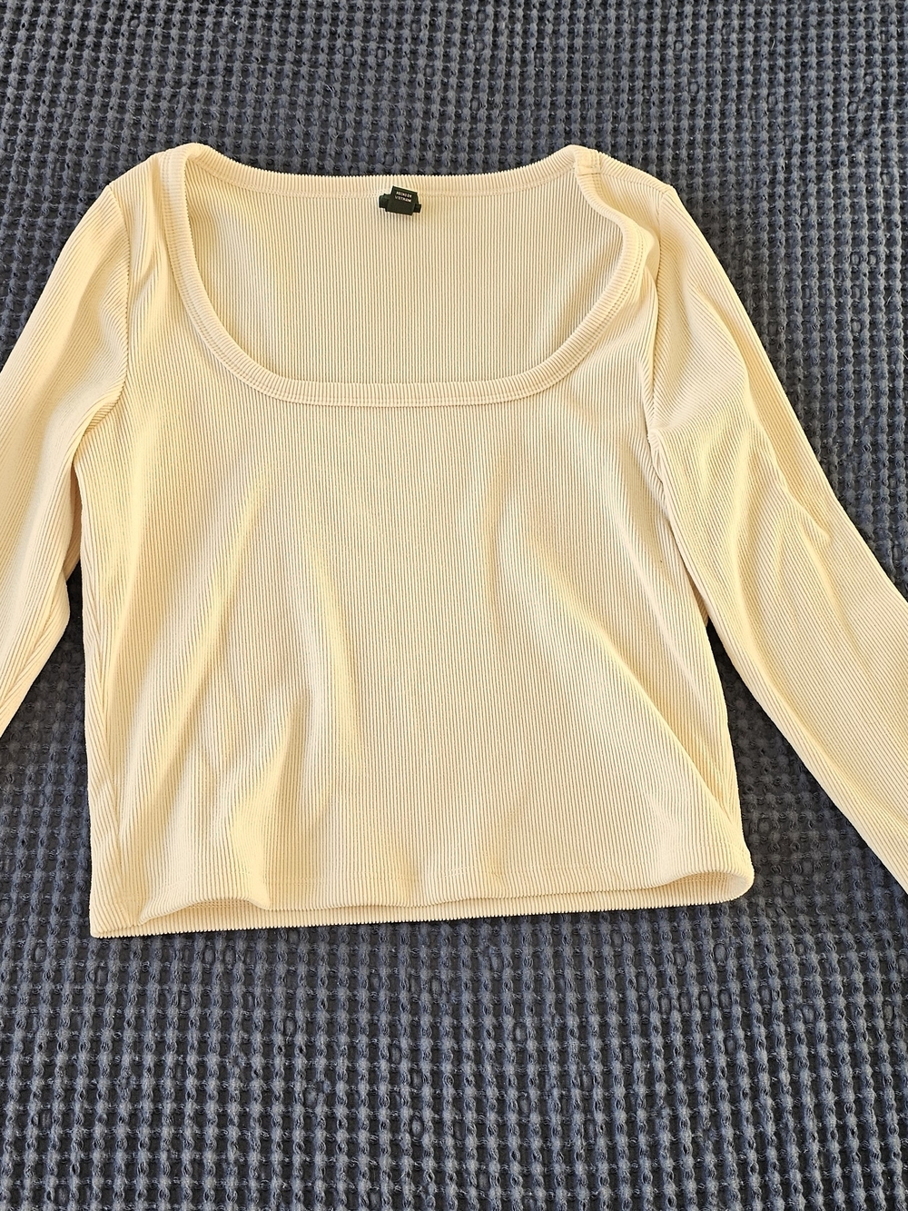 wild fable Women's Ribbed Square Neck Long Sleeve Top - Pale Yellow